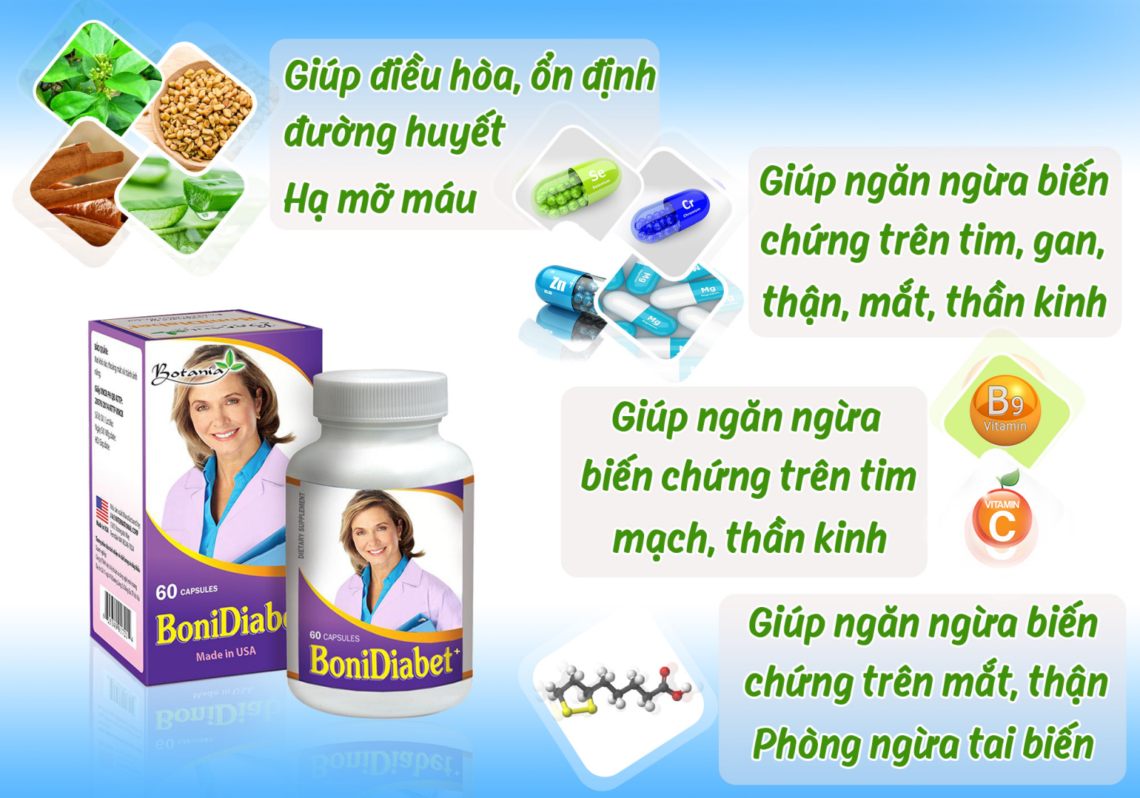 Thành phần toàn diện của sản phẩm BoniDiabet +