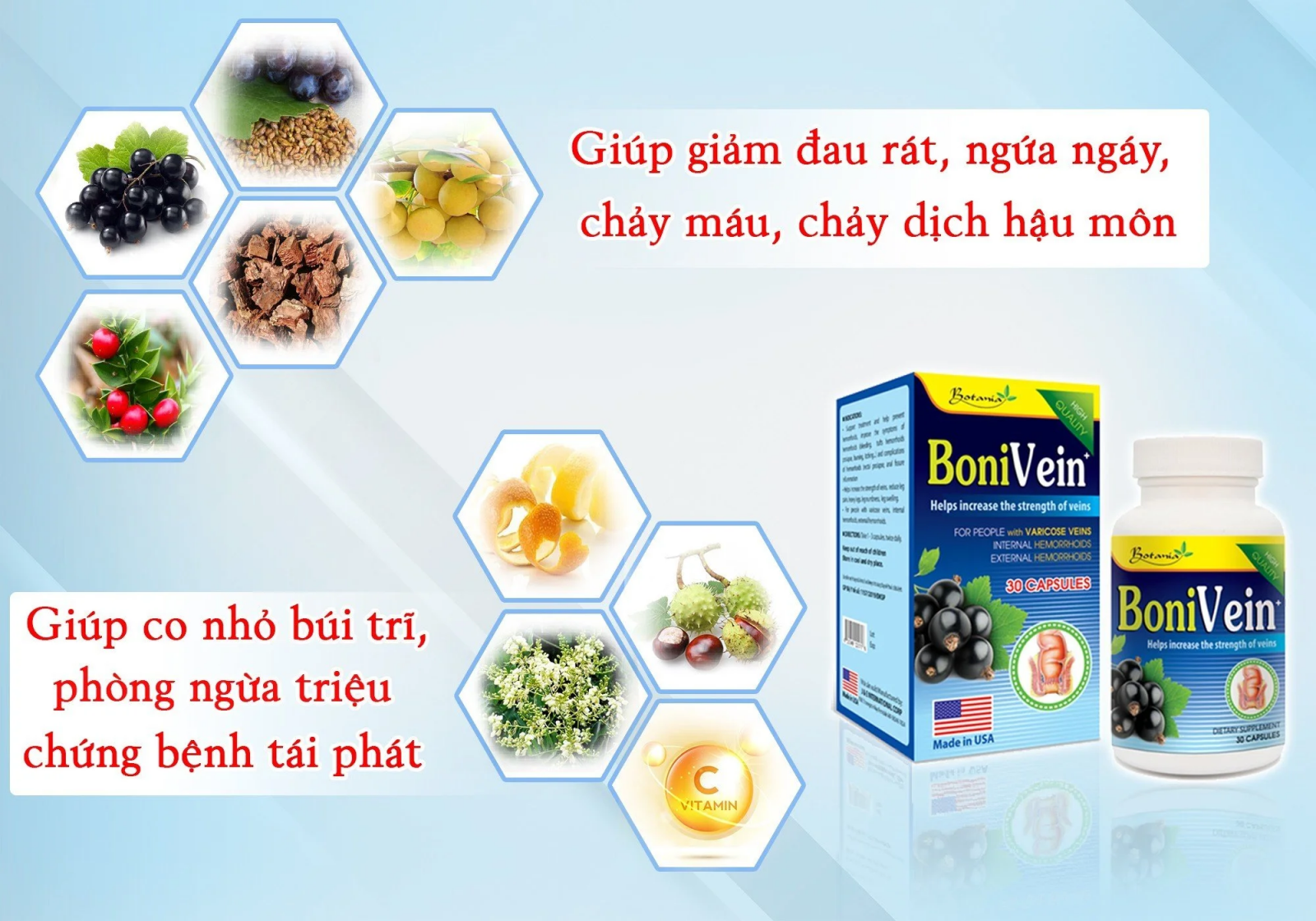 Thành phần và công dụng BoniVein+ của Mỹ.